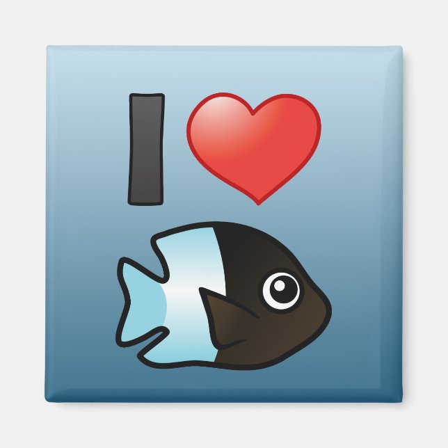 I Kärlek Bicolor Damselfish Magnet (Framsidan)
