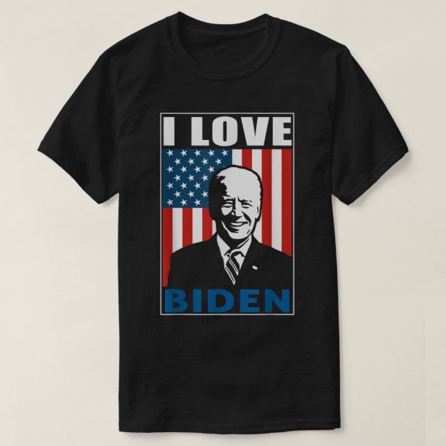 I Kärlek Biden Flagga Pro President Joe Biden Amer T Shirt (Design framsida)