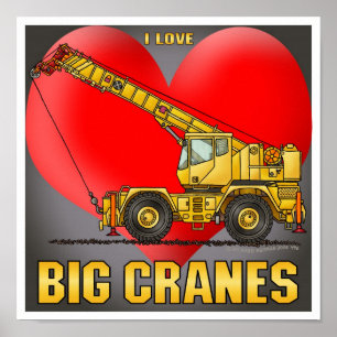 I Kärlek Big Cranes Poster Skriv ut