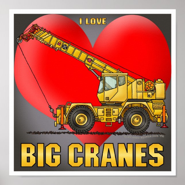I Kärlek Big Cranes Poster Skriv ut (Framsidan)