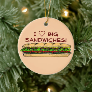 I Kärlek Big Sandwiches Hoagie Julgransprydnad Keramik