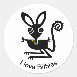 I kärlek Bilbies - klassisk runddekal Runt Klistermärke
