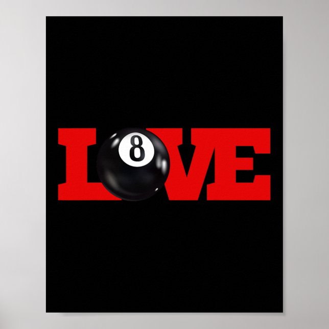 I Kärlek Billiards 8 Boll Bassäng Player Carom Eng Poster (Framsidan)