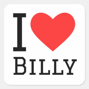 I kärlek billy fyrkantigt klistermärke