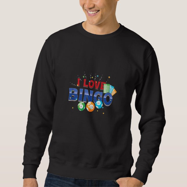 I Kärlek Bingo Bollar Gamer Play Tur Player Lång Ärmad Tröja (Framsida)