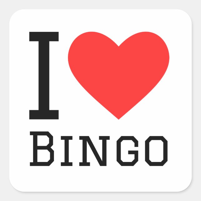 I kärlek bingo fyrkantigt klistermärke (Framsida)