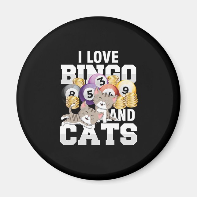 I Kärlek Bingo och Cat Cat Kitten Lucky Game Gambl Magnet (Framsidan)