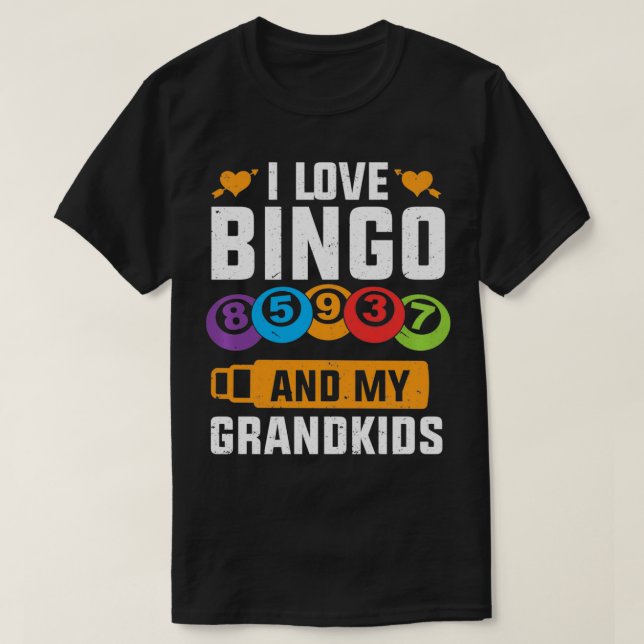 I Kärlek Bingo och min Barnbarn Funny Bingo Pullov T Shirt (Design framsida)