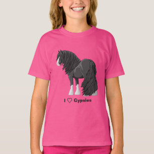 I Kärlek Black Gypsy Vanner Draft Horses T-shirt