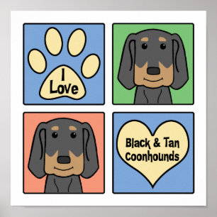 I Kärlek Black och Tan Coonhounds Poster