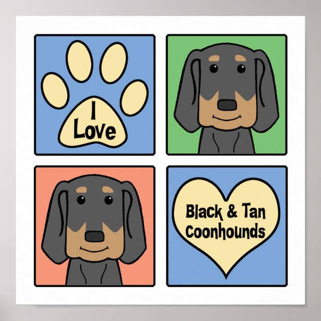 I Kärlek Black och Tan Coonhounds Poster (Framsidan)