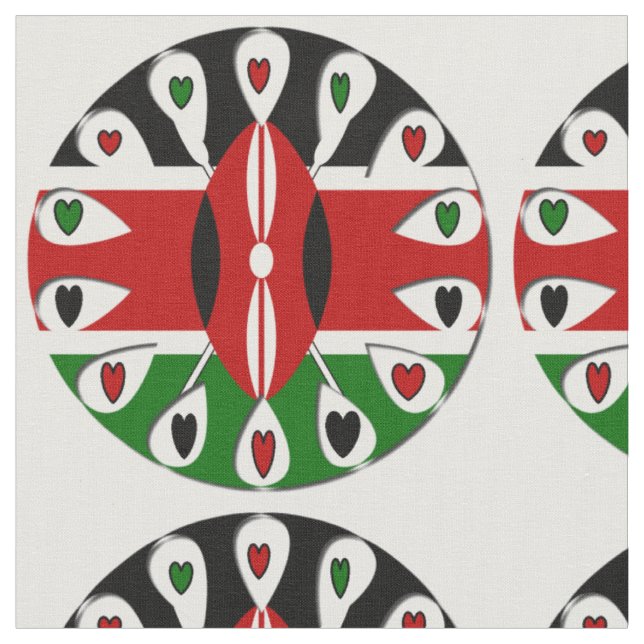 I Kärlek Black Red Grönt Kenya National Flagga Tyg (Närbild)