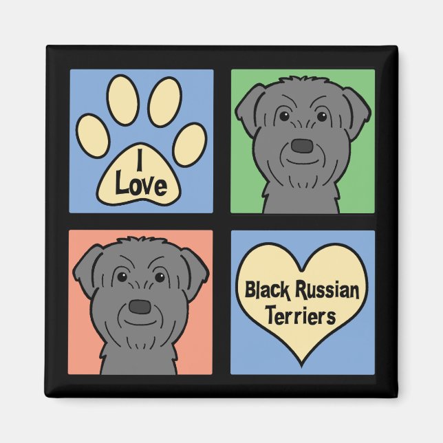 I Kärlek Black Russian Terriers Magnet (Framsidan)