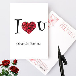I Kärlek Blommigt You Typography Heart Valentines  Helg Vykort