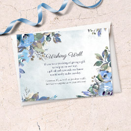 I Kärlek Blue Blommigt Wishing well Bröllop Tilläggskort