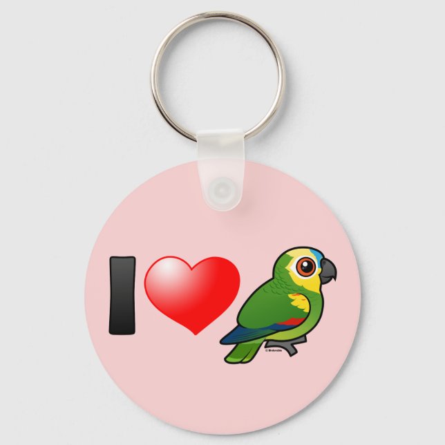 I Kärlek Blue-fronted Amazons Nyckelring (Framsida)