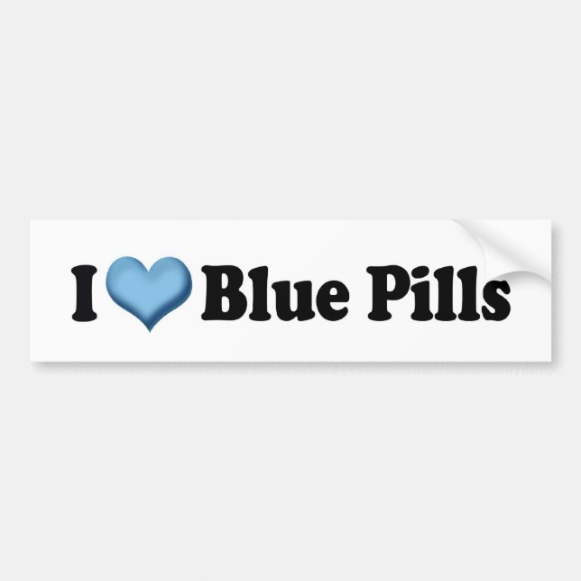 I Kärlek Blue Pills Bumper Sticker Bildekal (Framsidan)