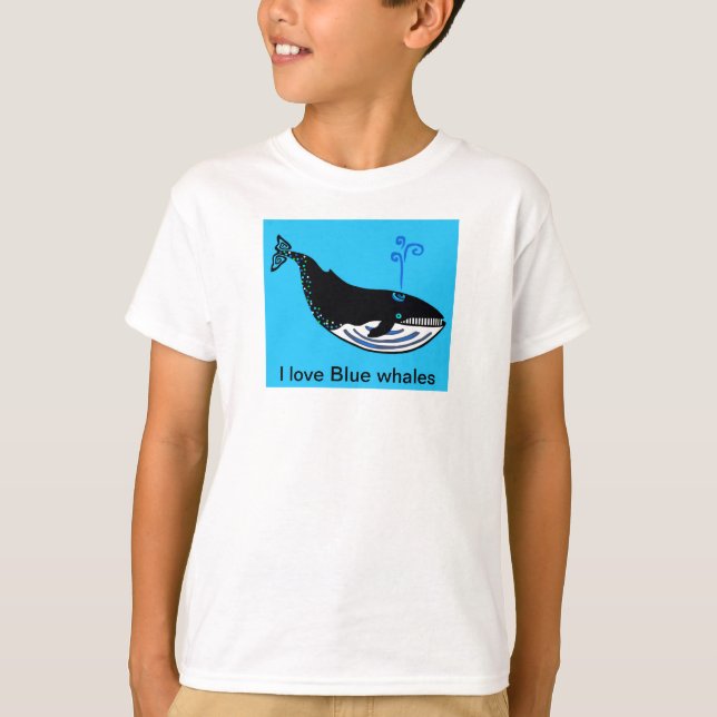 I kärlek BLUE WHALES - Endangången djurbild T Shirt (Framsida)