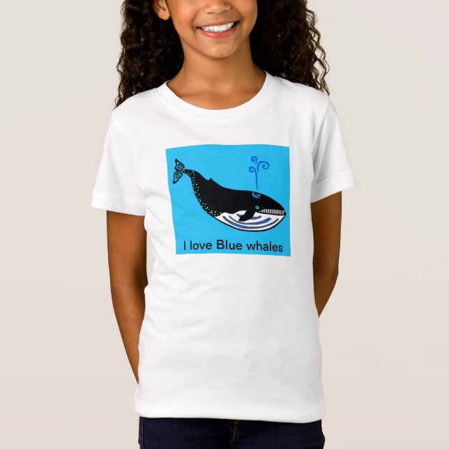 I kärlek BLUE WHALES - Marine willife - Ocean blue T Shirt (Framsida)