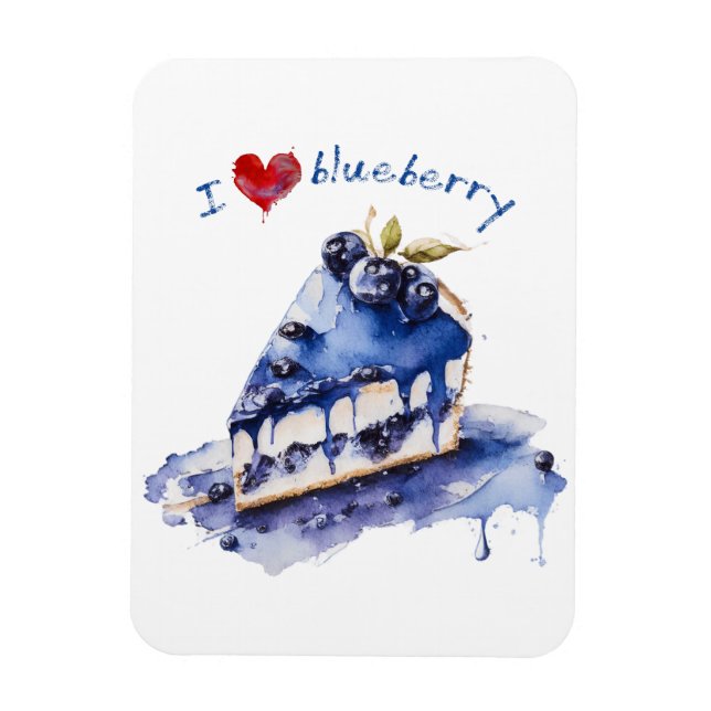 I Kärlek Blueberry TShirt, Blueberry Cake Watercol Magnet (Vertikal)