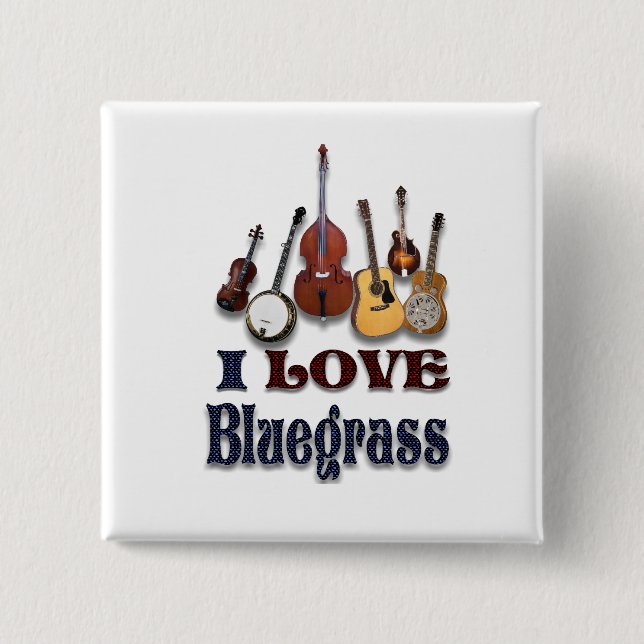 I KÄRLEK BLUEGRASS-BUTTON KNAPP (Framsida)