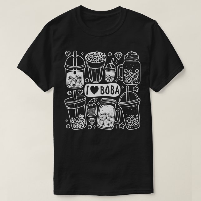 I Kärlek Boba Bubble Tea Drink Älskare Boba Tea Ko T Shirt (Design framsida)