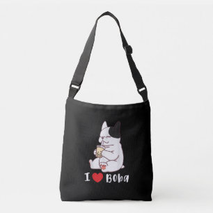 I Kärlek Boba Bubble Tea Hund Clia Fransk Bulldog  Axelväska