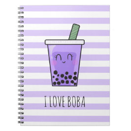I Kärlek Boba Kawaii Bubble Tea Taro Ube Lila  Anteckningsbok