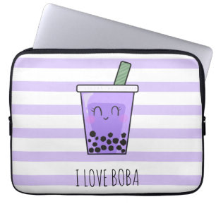 I Kärlek Boba Kawaii Bubble Tea Taro Ube Lila Laptop Fodral