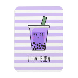 I Kärlek Boba Kawaii Bubble Tea Taro Ube Lila Magnet
