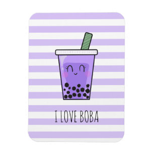 I Kärlek Boba Kawaii Bubble Tea Taro Ube Lila Magnet