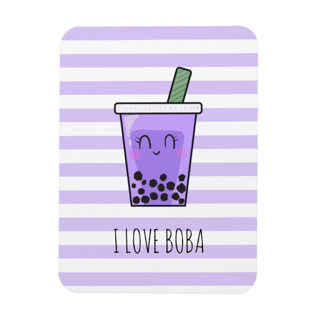 I Kärlek Boba Kawaii Bubble Tea Taro Ube Lila Magnet (Vertikal)