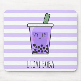 I Kärlek Boba Kawaii Bubble Tea Taro Ube Lila Musmatta