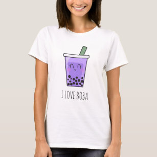 I Kärlek Boba Kawaii Bubble Tea Taro Ube Lila T Shirt