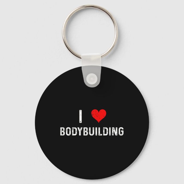 I Kärlek Bodybuilding - Heart - Workout Gym Body B Nyckelring (Framsida)