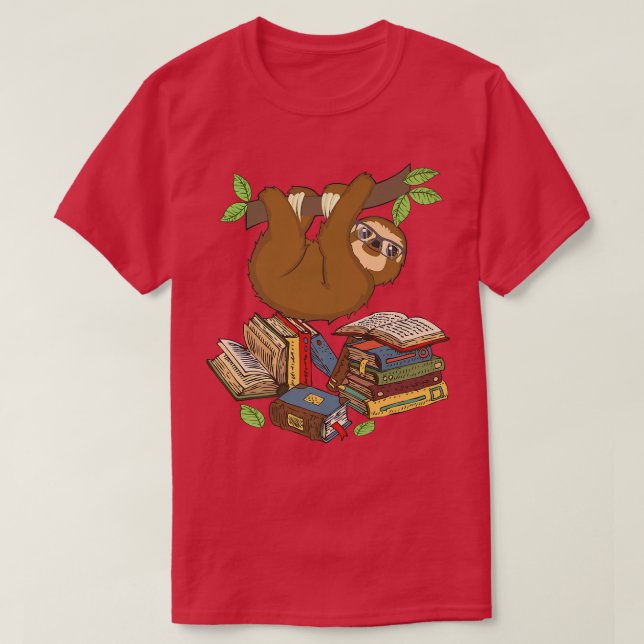 I Kärlek Bokar Chibi Anime Sloth s Bok Älskare T Shirt (Design framsida)