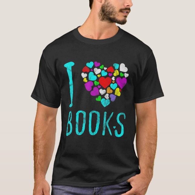 I Kärlek Bokar Hjärtläsningsberättelser Bok Älskar T Shirt (Framsida)
