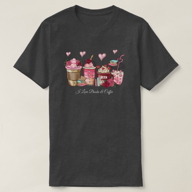 I Kärlek Bokar och kaffe T-Shirt (Design framsida)