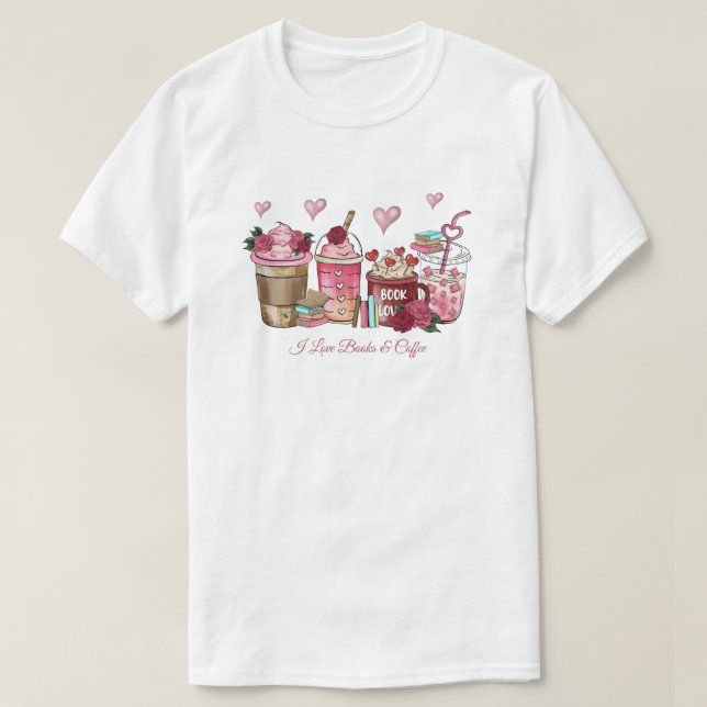 I Kärlek Bokar och kaffe T-Shirt (Design framsida)
