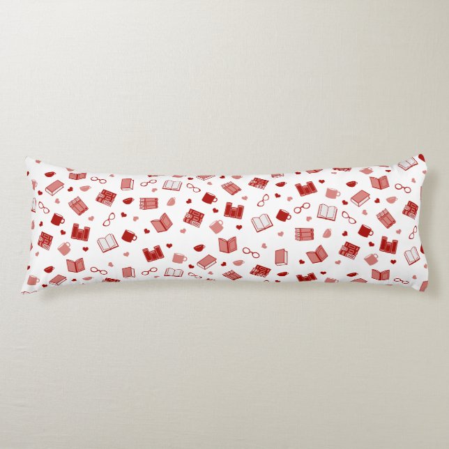 I kärlek bokar och läs söt röd mönster kroppskudde (Framsidan)