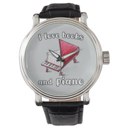 I Kärlek Bokar och Piano, autentisk frihandskonst Armbandsur