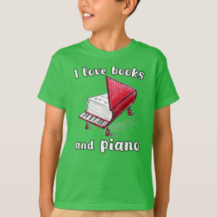 I Kärlek Bokar och Piano, autentisk frihandskonst T Shirt