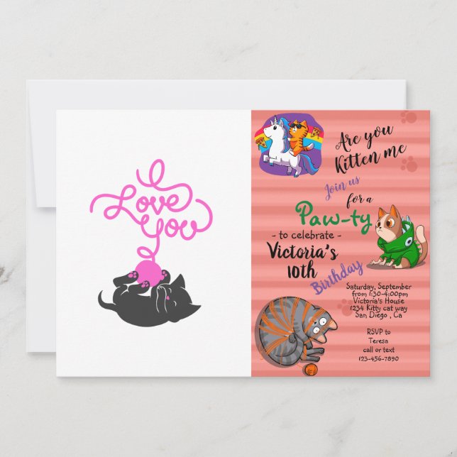 I kärlek - boll av ull - välj tillbaka färg inbjudningar (Framsida)