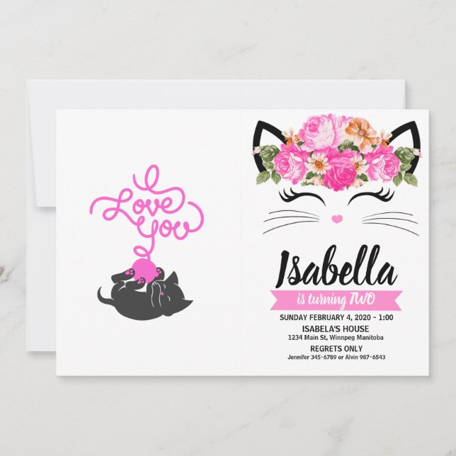 I kärlek - bollen ull - Välj tillbaka färg Inbjudningar (Framsida)