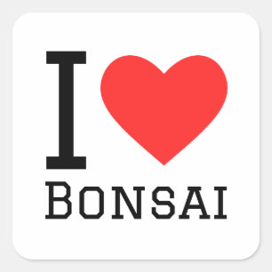 I kärlek bonsai fyrkantigt klistermärke