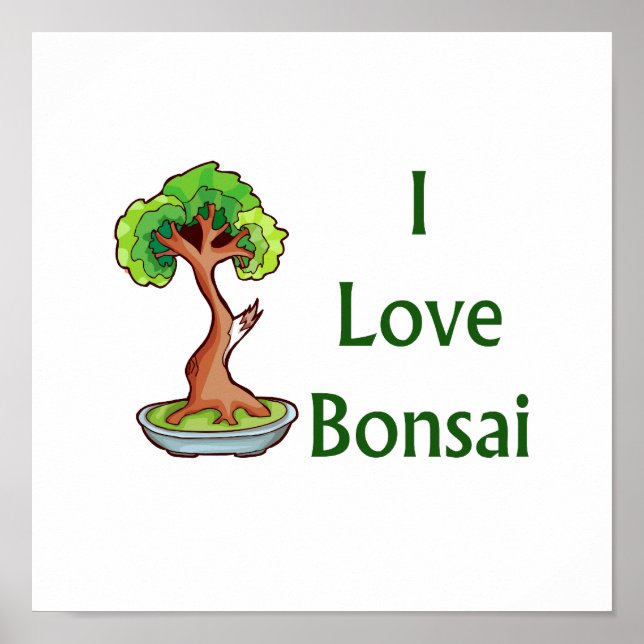 I kärlek bonsai i grönt shari träd graphi poster (Framsidan)