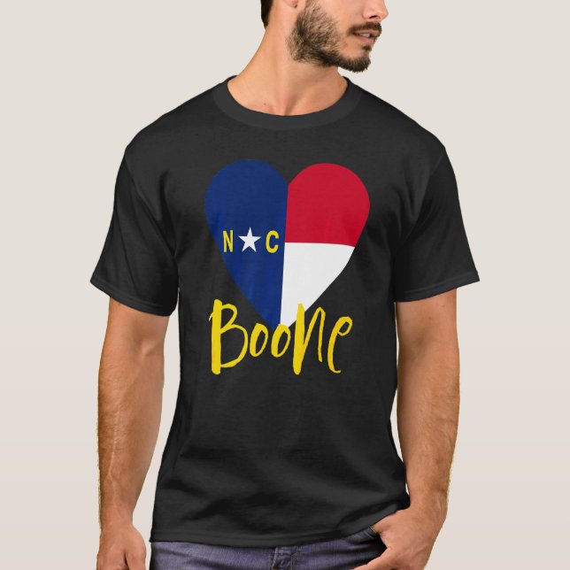 I Kärlek Boone North Carolina City Nc Flagga eart T Shirt (Framsida)