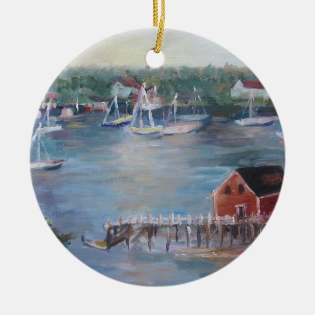 I Kärlek Boothbay Harbor-julprydnad Julgransprydnad Keramik (Framsidan)