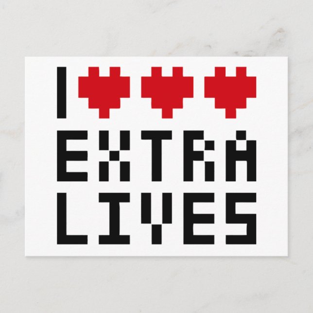 I kärlek bor Extra, Retro Game Nerd Theme Vykort (Framsida)