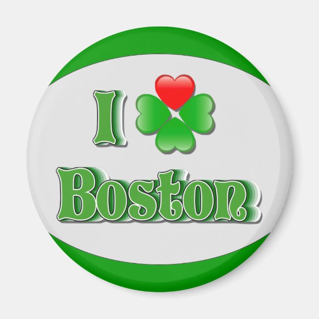 i Kärlek Boston - Klöver Magnet (Framsidan)